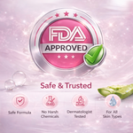 FDA Approved badge with safety features on a pink background